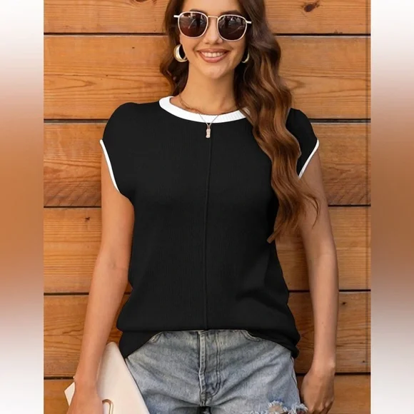 Cap sleeve sweater - Picture 3 of 5